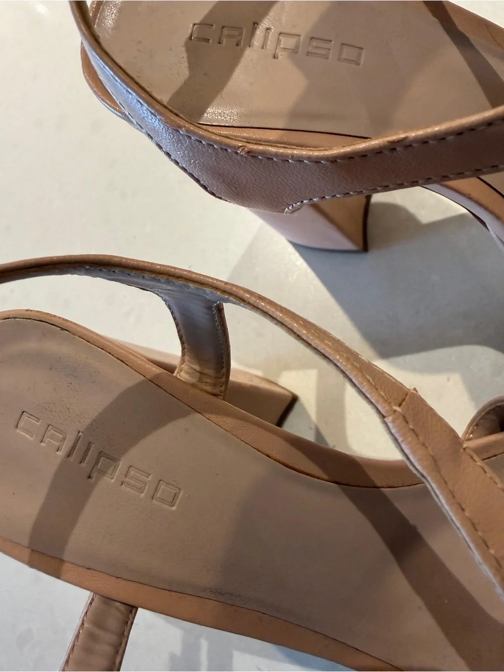 Calipso Nude Chunky Platform Block Heel Sandals 36 US 6